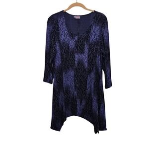 Tianello Asbury Tunic Womens Small Purple Abstract Sharkbite Hem Art to Wear